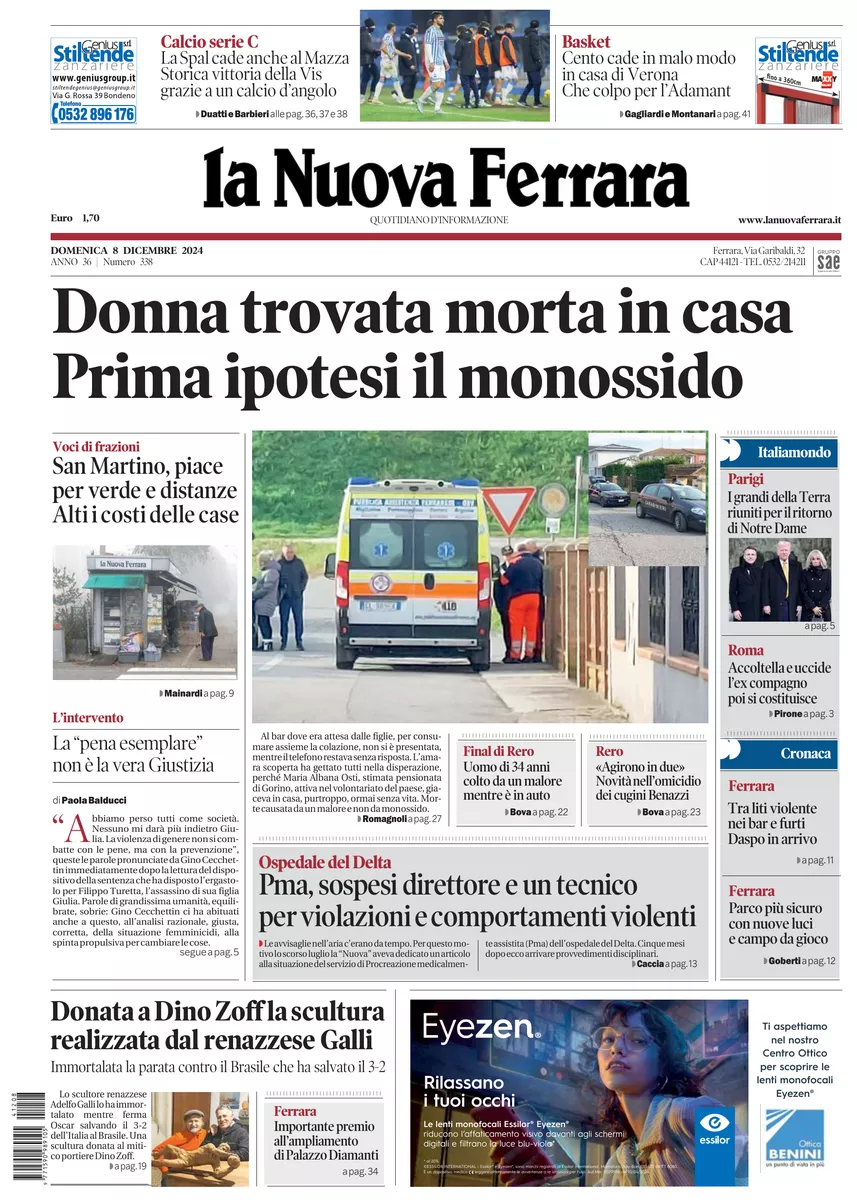 Prima-pagina-nuova ferrara-oggi-edizione-del-2024-12-08